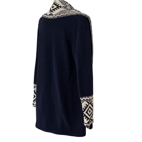Ralph Lauren Blue White Geometric Tribal Open Front Knit Cardigan Size Small - Picture 4 of 16